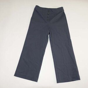 Loft Women's High Rise Wide Leg Cropped Pants Size 2 Dark Blue Button Fly EUC